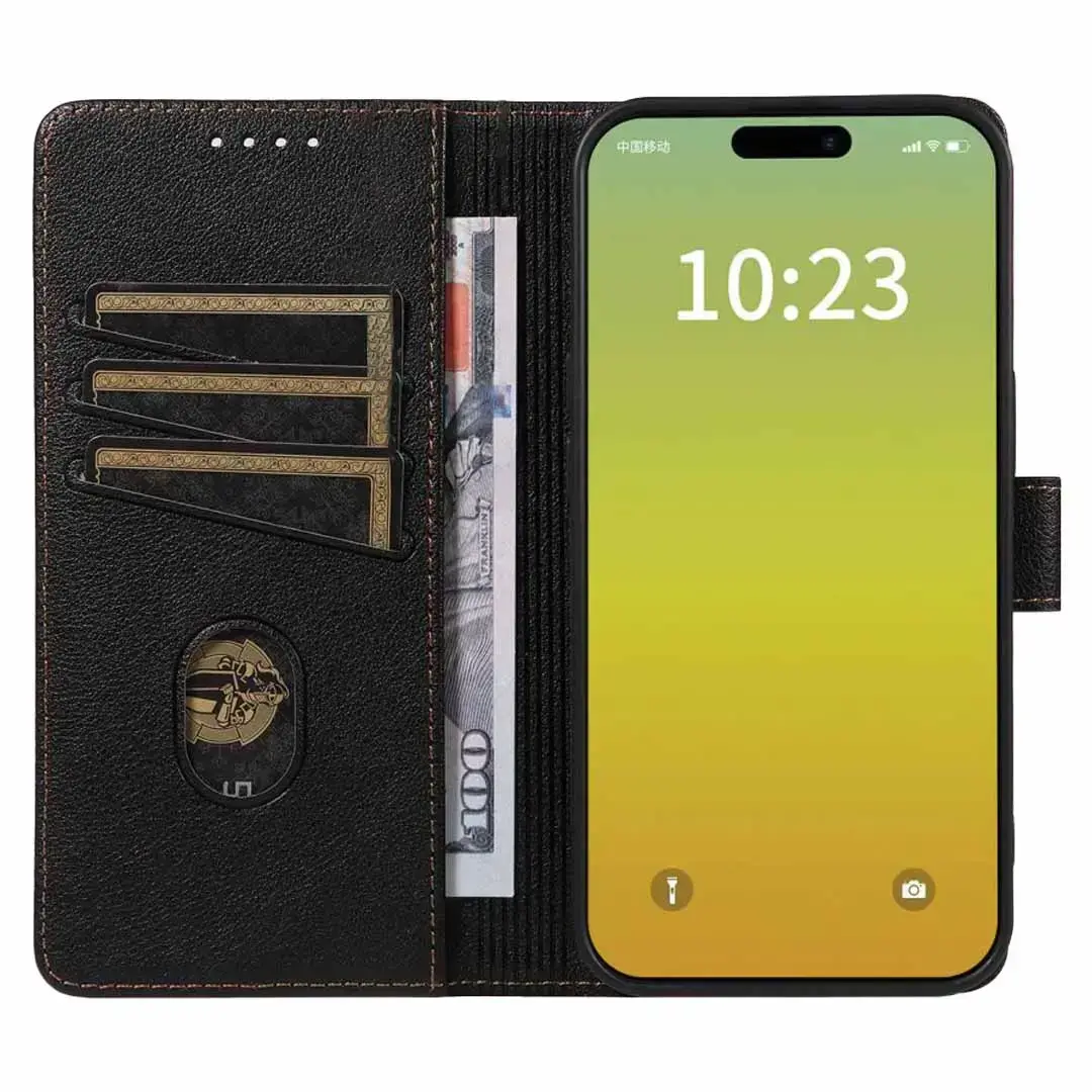 iPhone 17 Pro PU Leather Wallet Case Black
